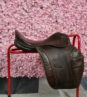17"  Wide Brown Leather GP Saddle 8" D to D