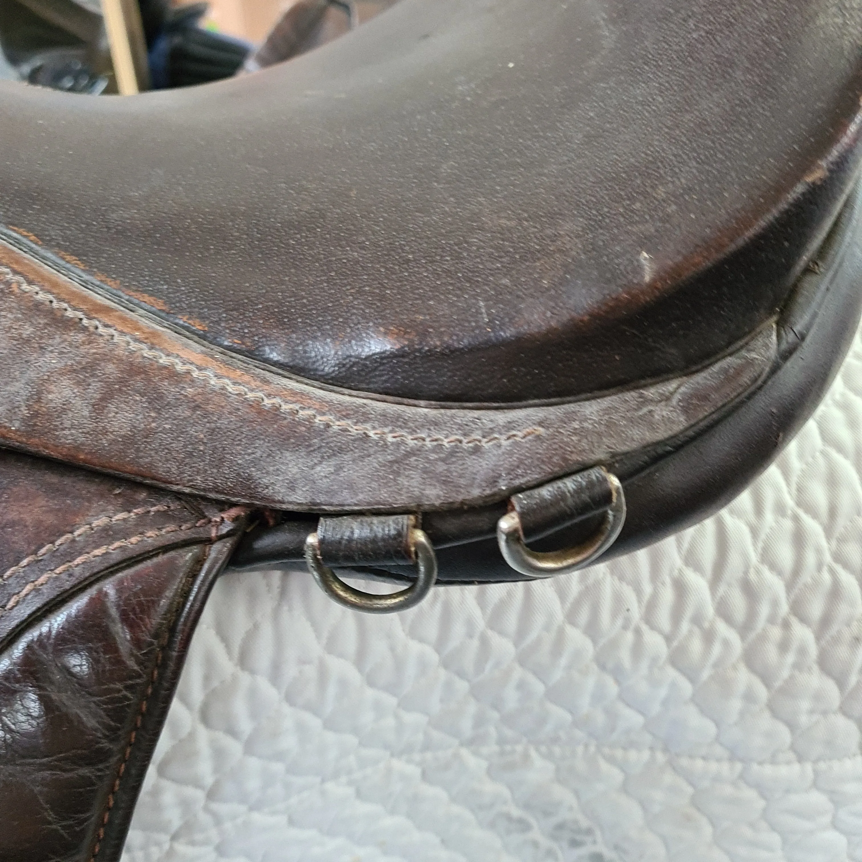 17"  Wide Brown Leather GP Saddle 8" D to D