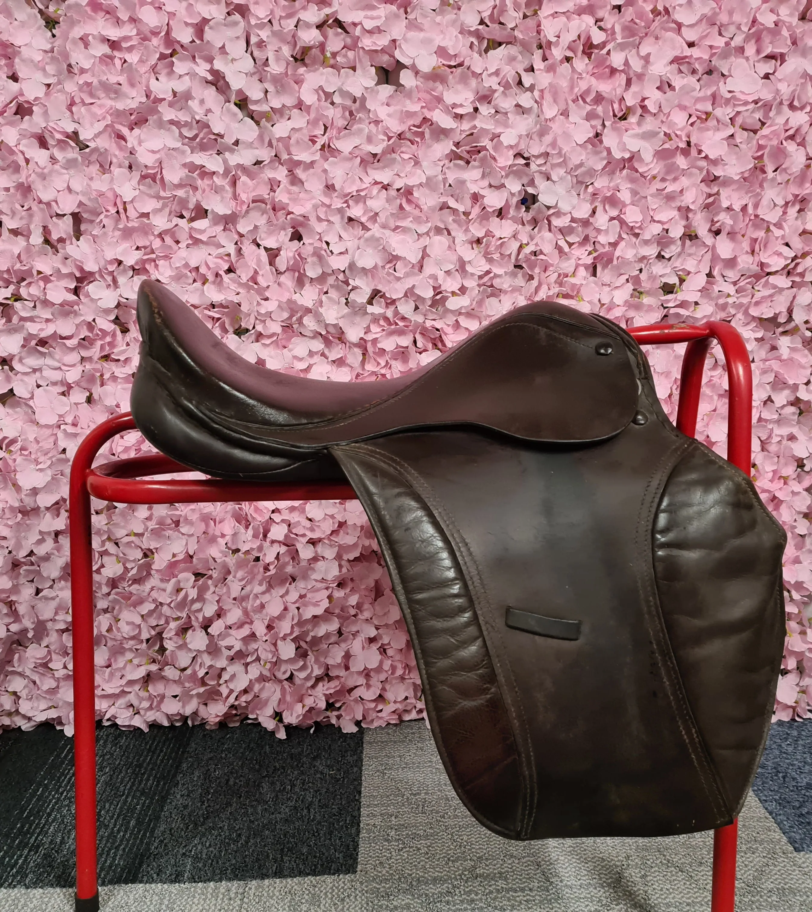 17"  Wide Brown Leather GP Saddle 8" D to D
