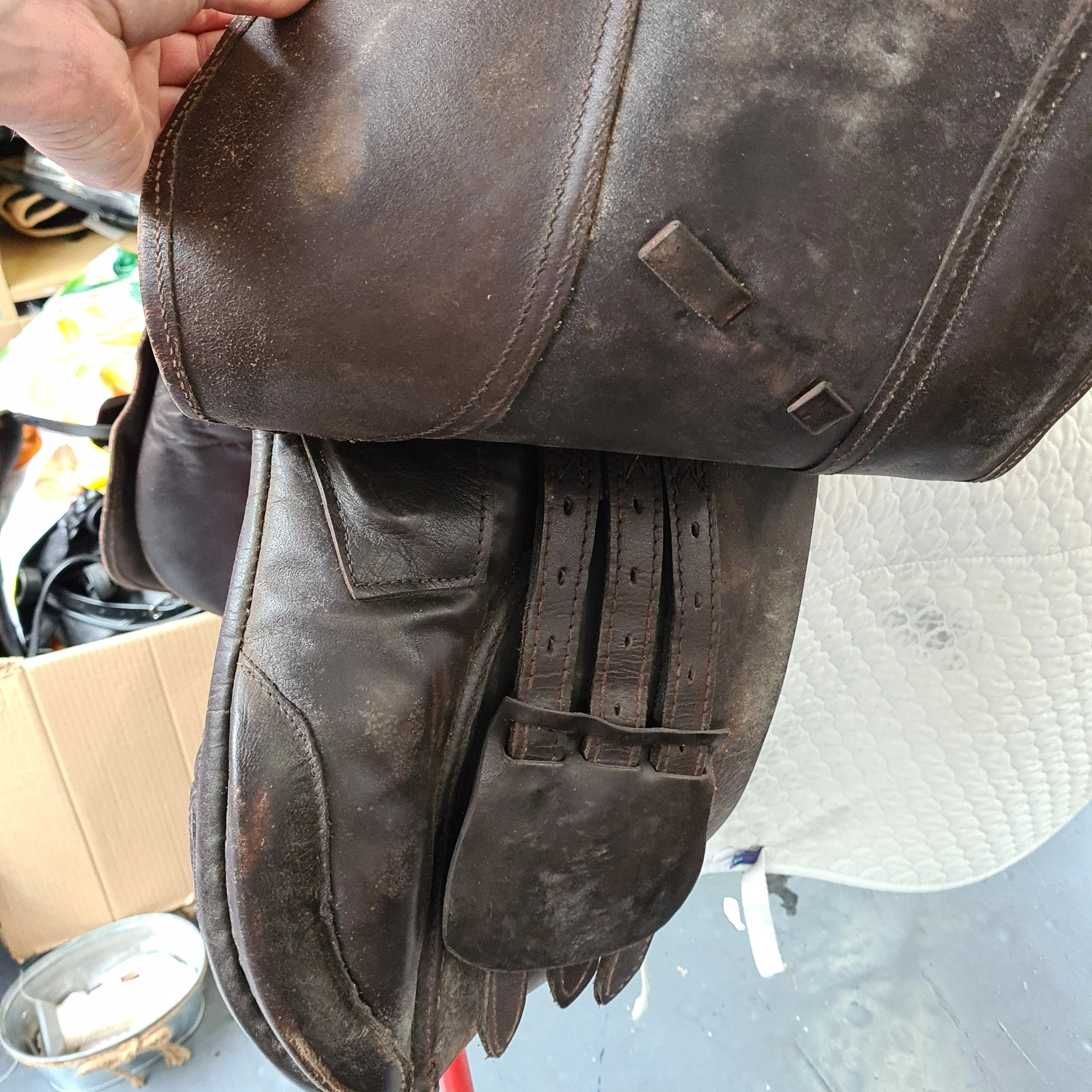 17"  Wide Brown Leather GP Saddle 8" D to D