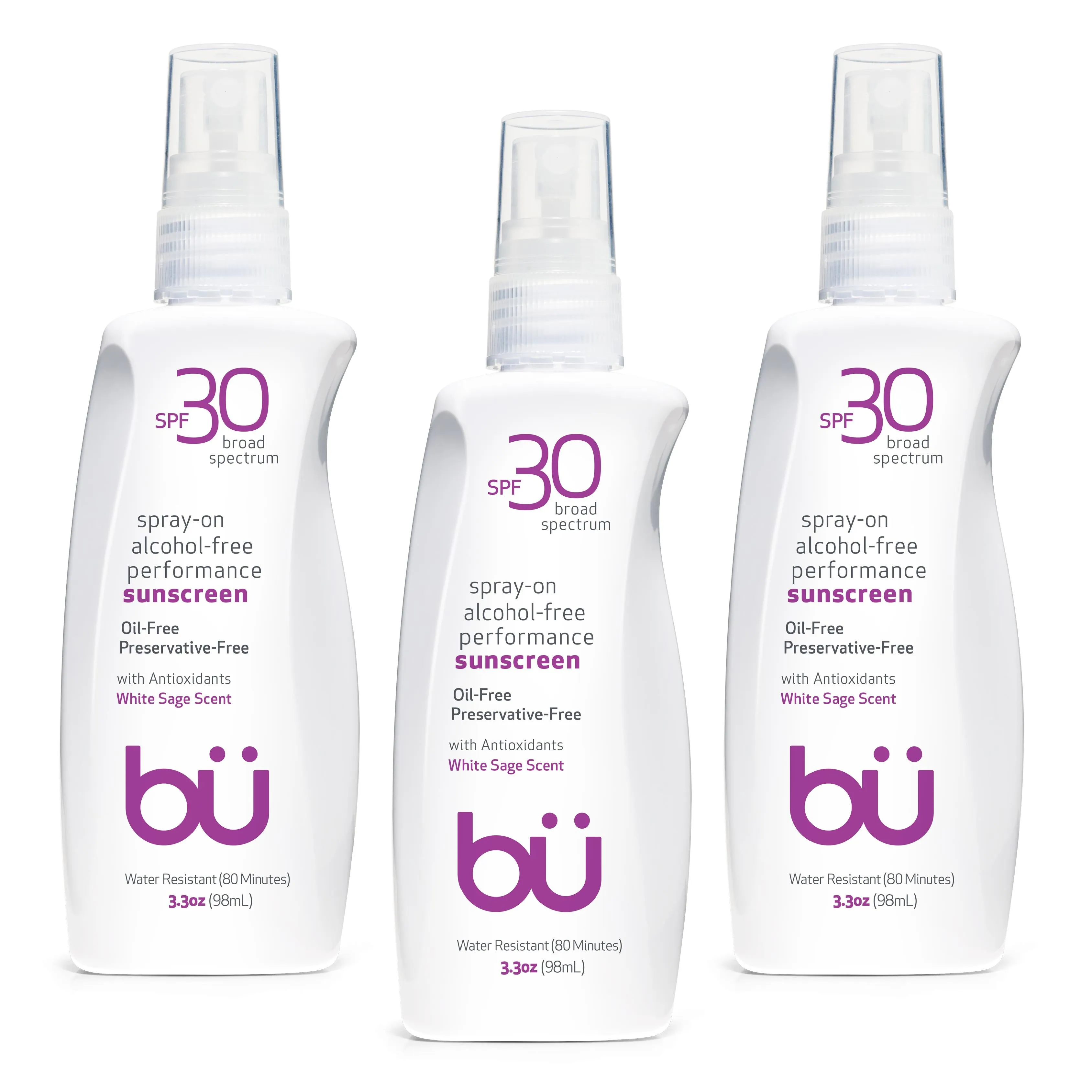 3-Pack (3.3oz) SPF 30 Alcohol-Free Sunscreen Spray- White Sage