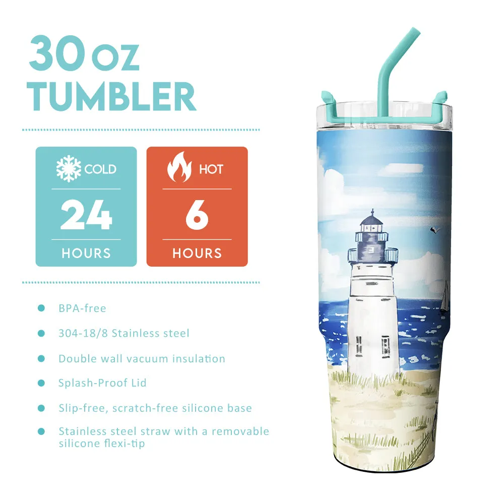 30oz Stainless Steel Cup with a Straw, Featuring a Houndstooth Design