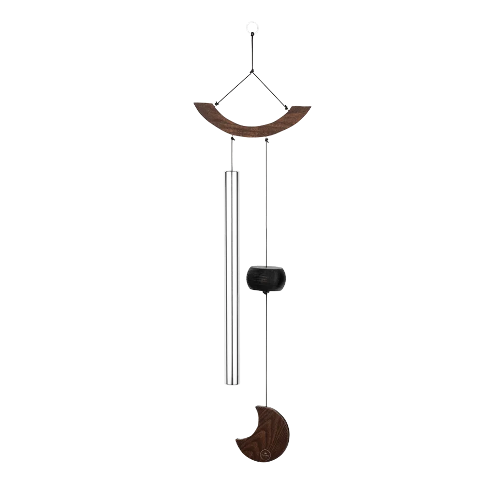 432 Hz Moon Meditation Chime 35" / 89 cm - Silver Bar & Wood