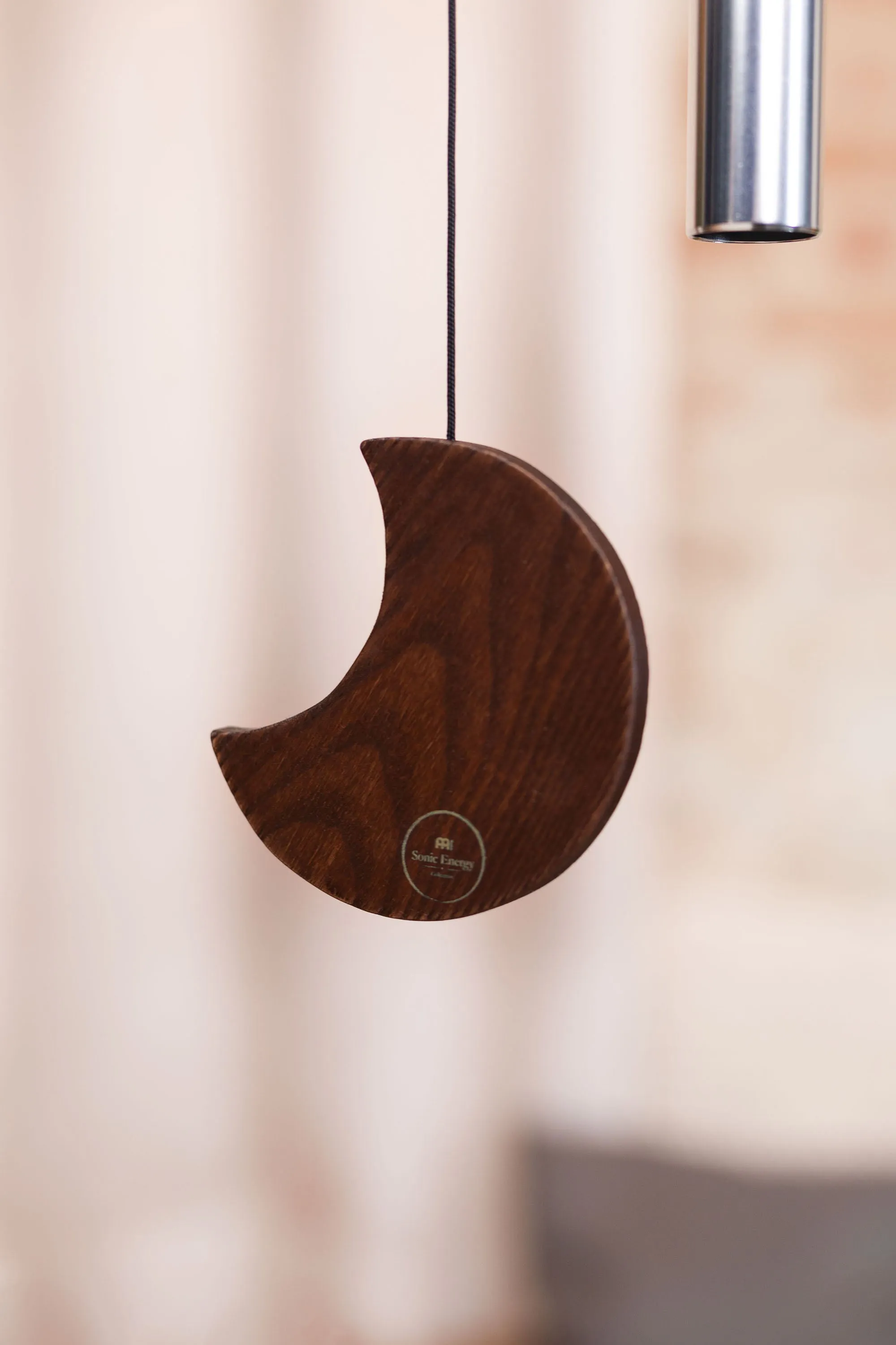 432 Hz Moon Meditation Chime 35" / 89 cm - Silver Bar & Wood