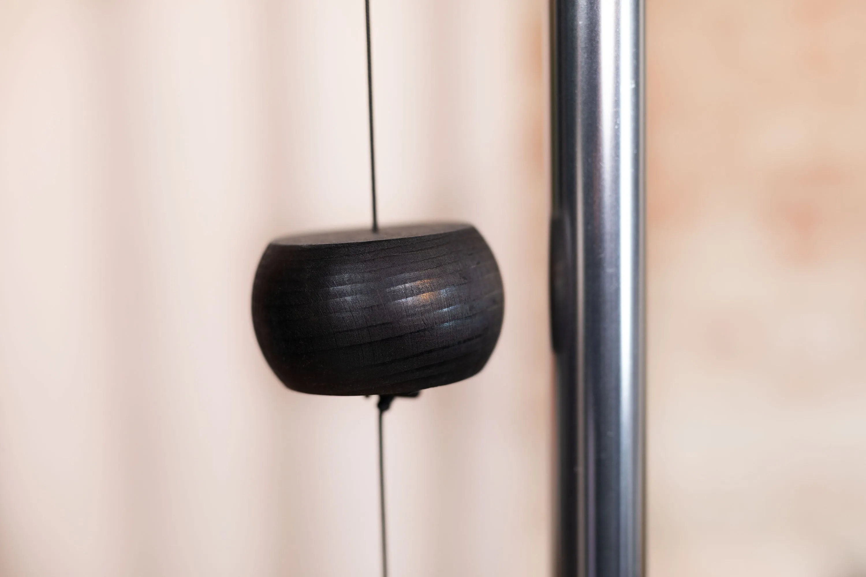 432 Hz Moon Meditation Chime 35" / 89 cm - Silver Bar & Wood
