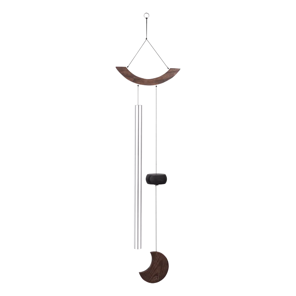 432 Hz Moon Meditation Chime 49" / 125 cm - Silver Bar & Wood