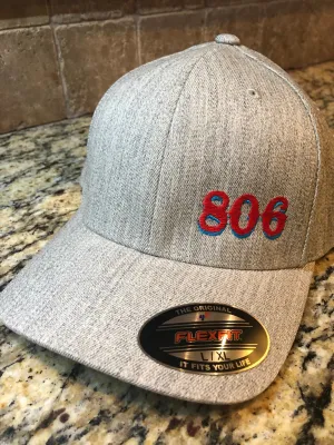 806 Flex Fit Cap Retro Logo (No STEER) Cherry Red 806 with Aqua Outline