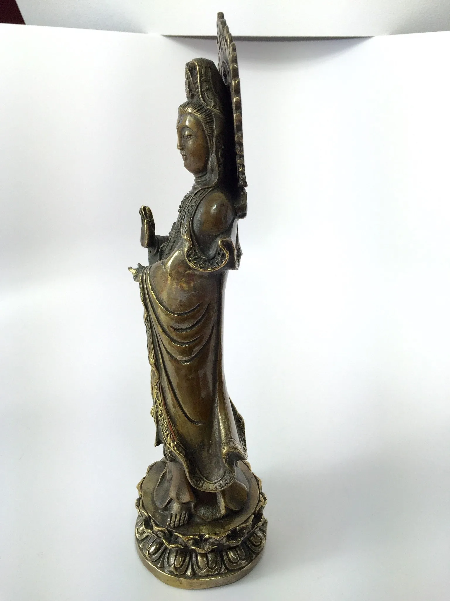 Antique Bronze Standing Guan Yin Statue