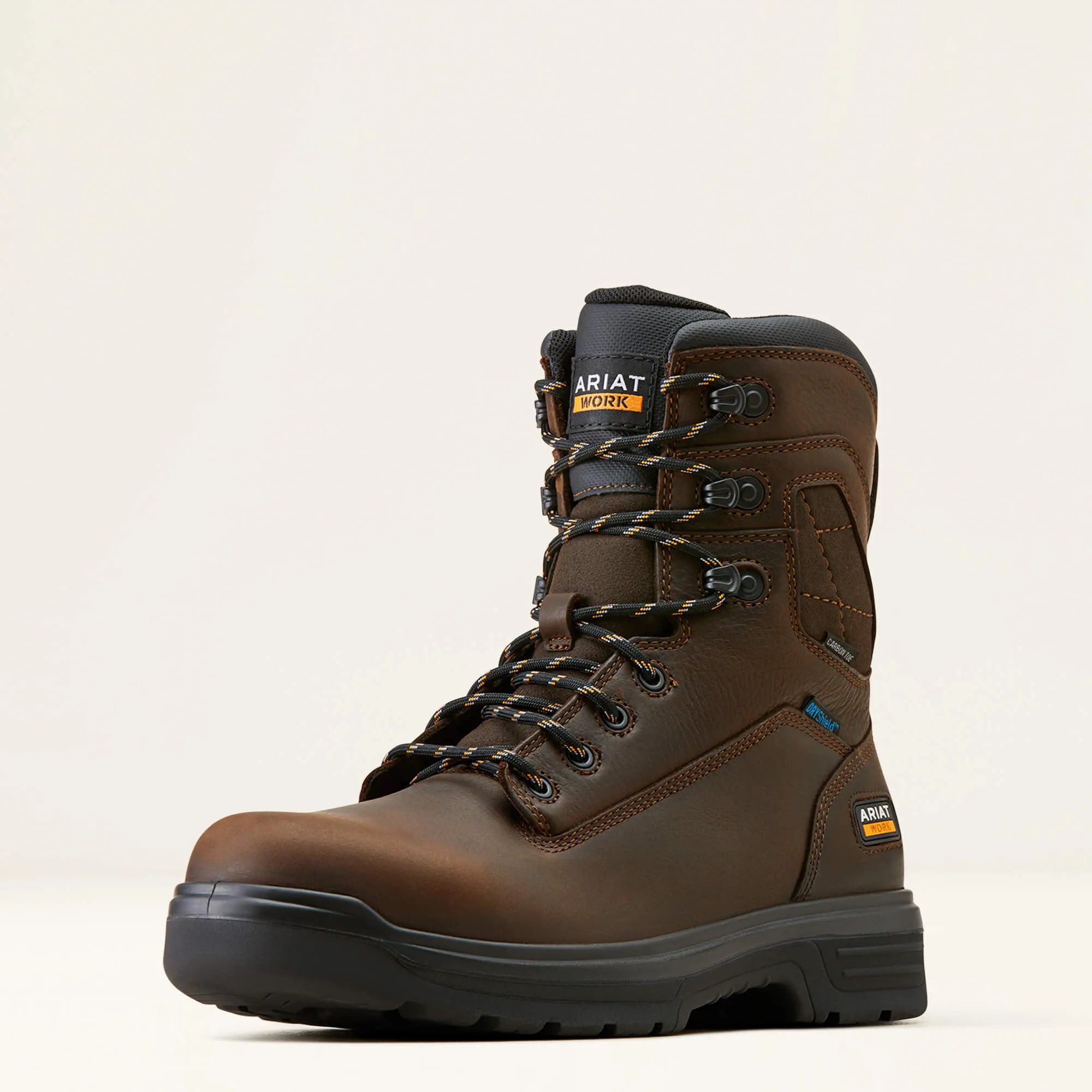 Ariat Men's Turbo 8" Carbon Toe WP Work Boot - Rich Brown - 10050823