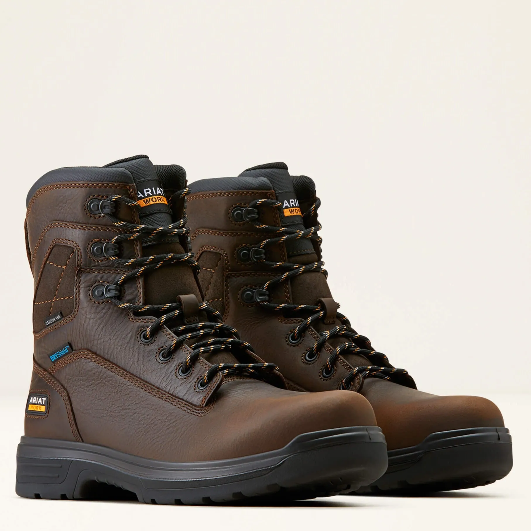 Ariat Men's Turbo 8" Carbon Toe WP Work Boot - Rich Brown - 10050823