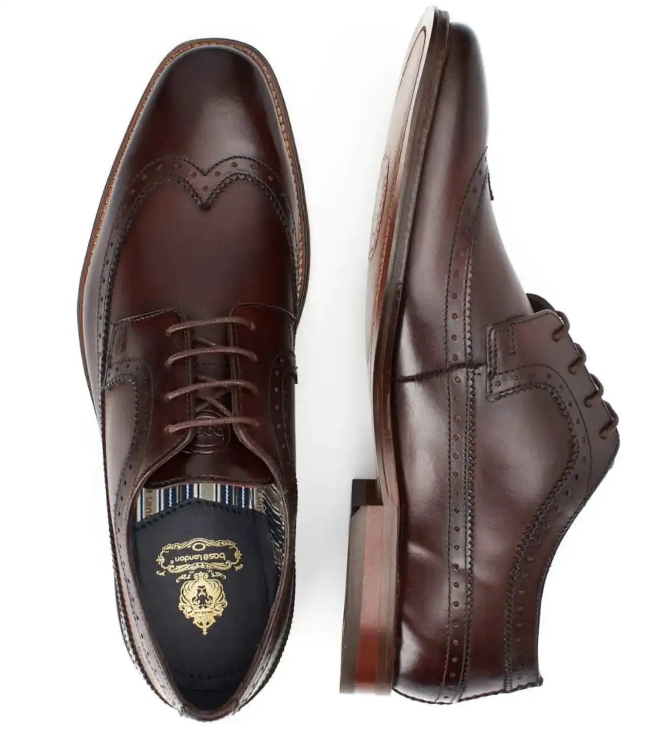 Base London Men's Havisham Leather Formal Shoes Washed Brown