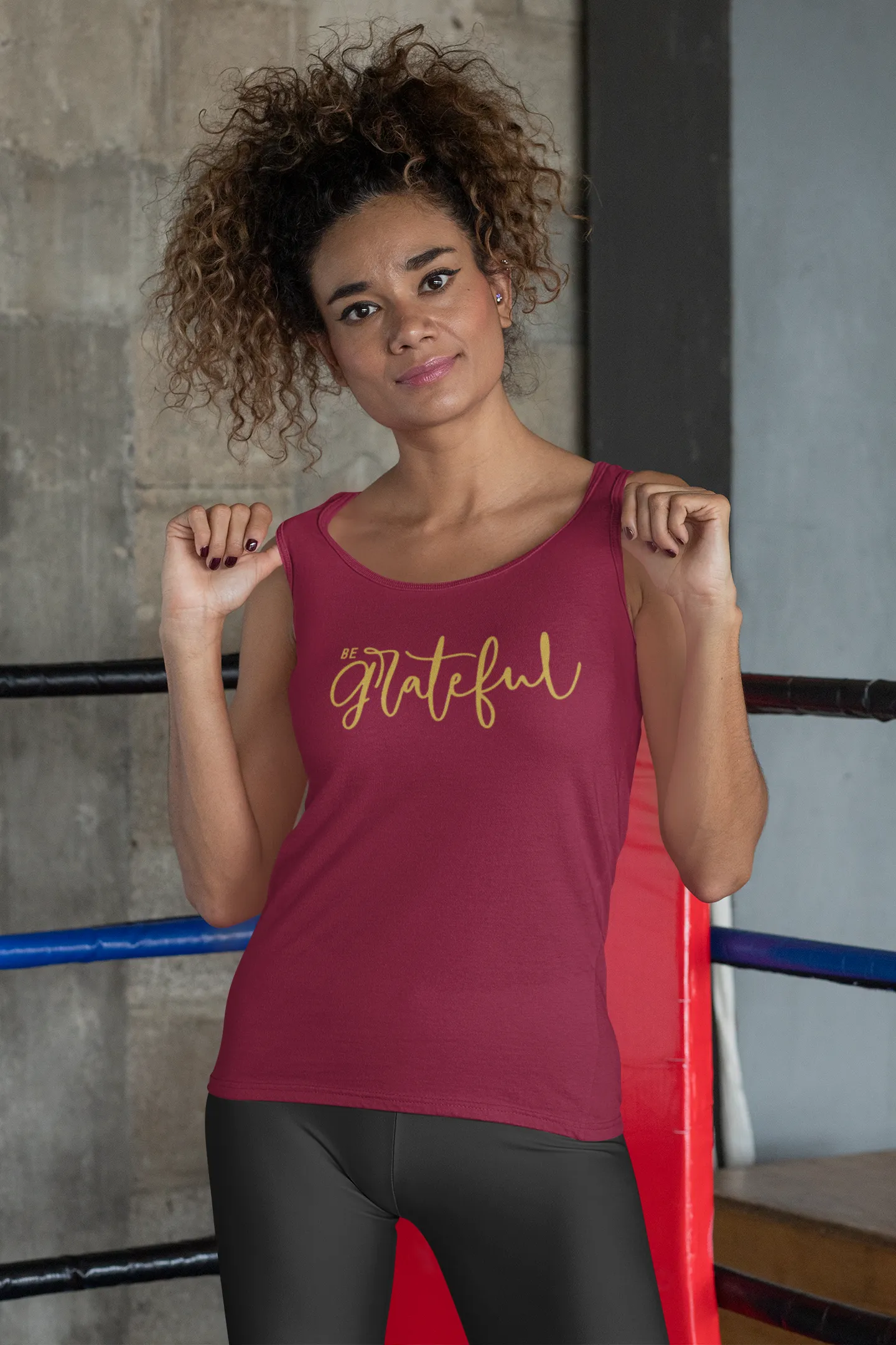 BE GRATEFUL RACERBACK TANK