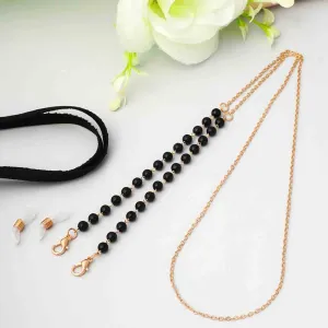 Black Pearl Bead Stringed Mask Chain