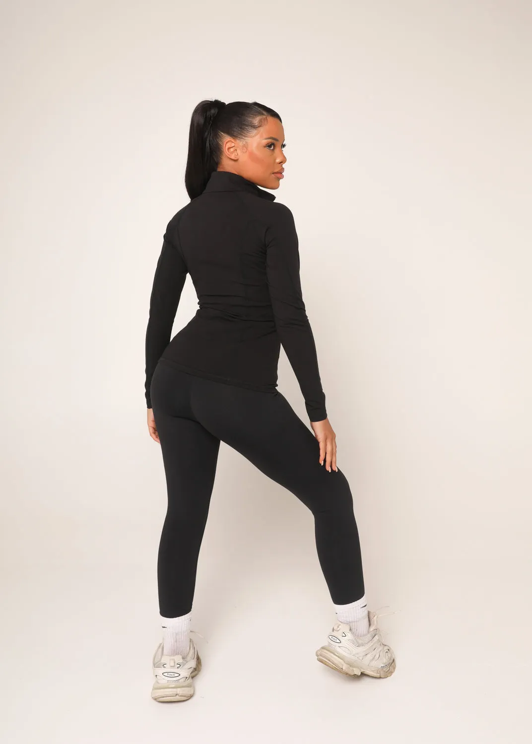 Black Pullover Zip Sweater
