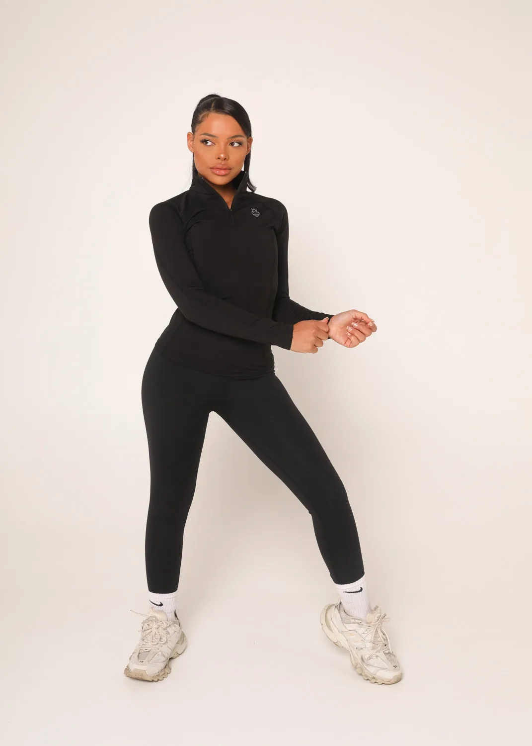 Black Pullover Zip Sweater