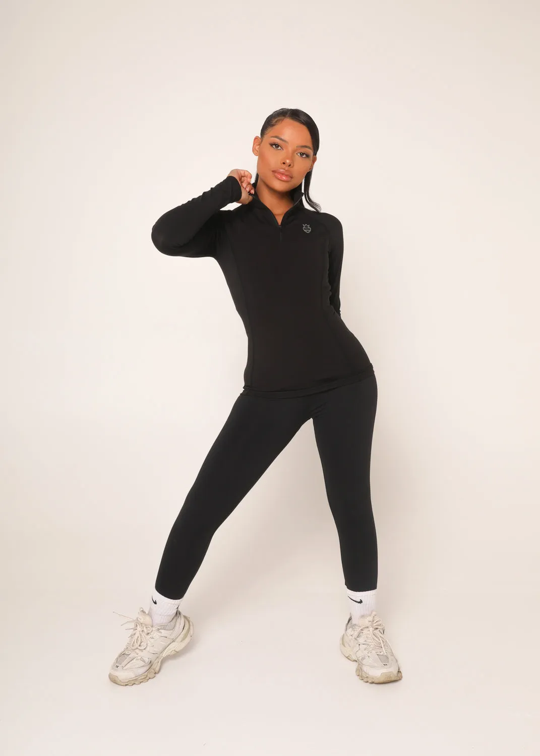 Black Pullover Zip Sweater