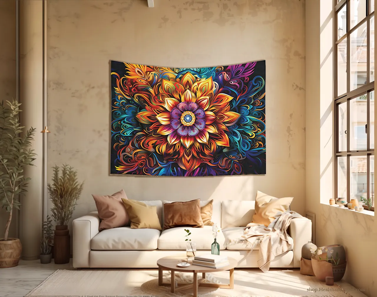 Boho Floral Wall Hanging Mandala Tapestry #3