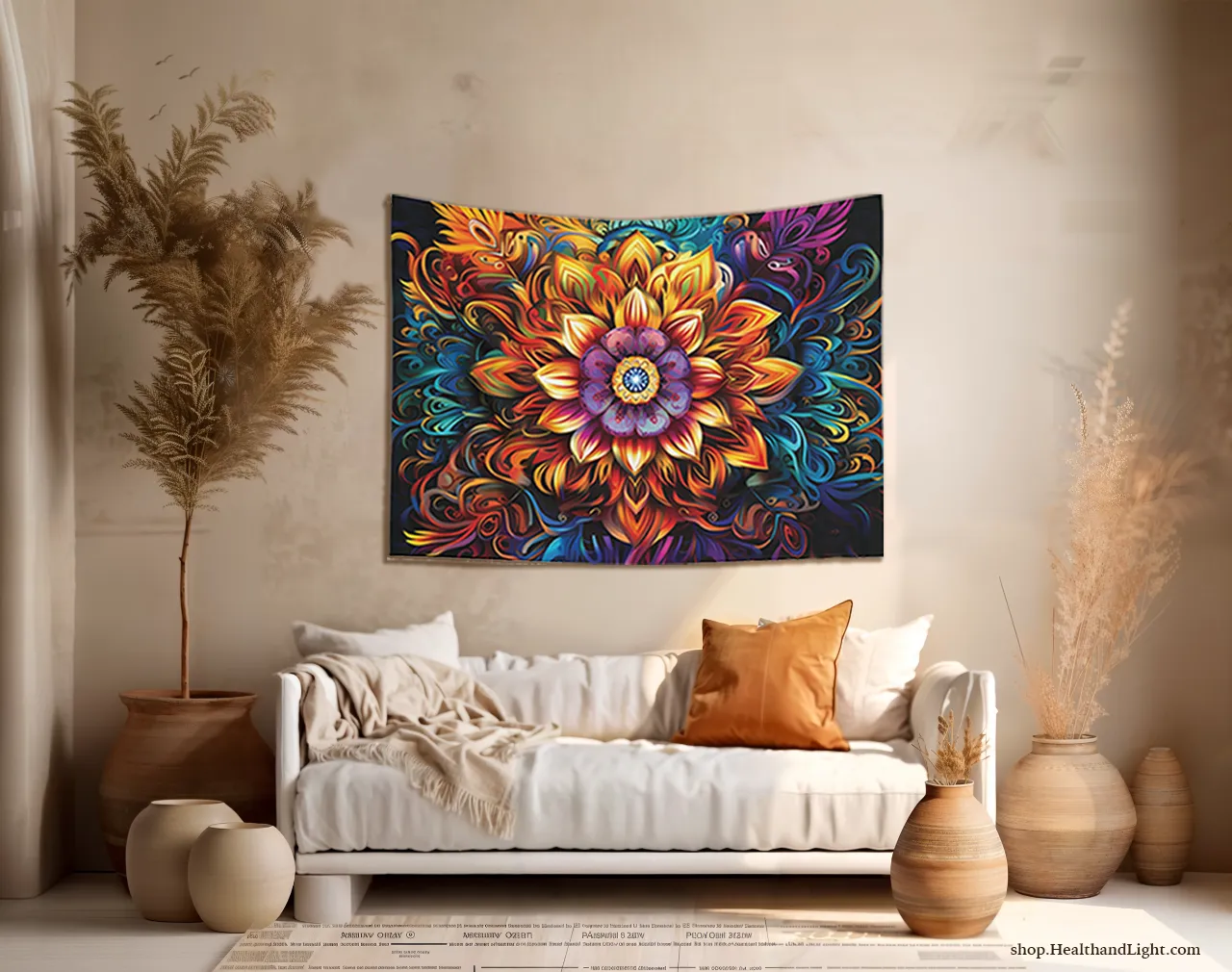 Boho Floral Wall Hanging Mandala Tapestry #3