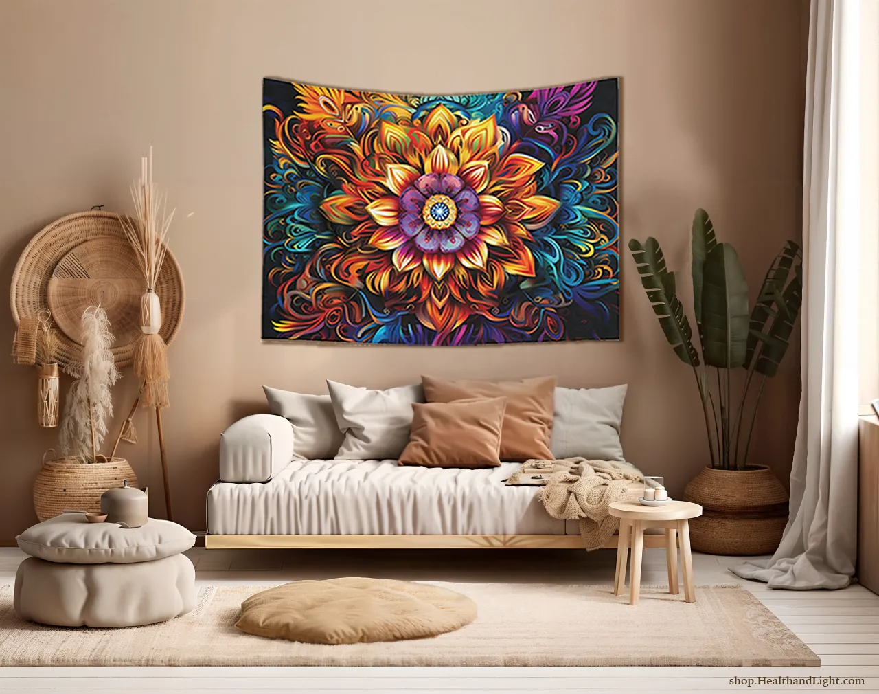 Boho Floral Wall Hanging Mandala Tapestry #3