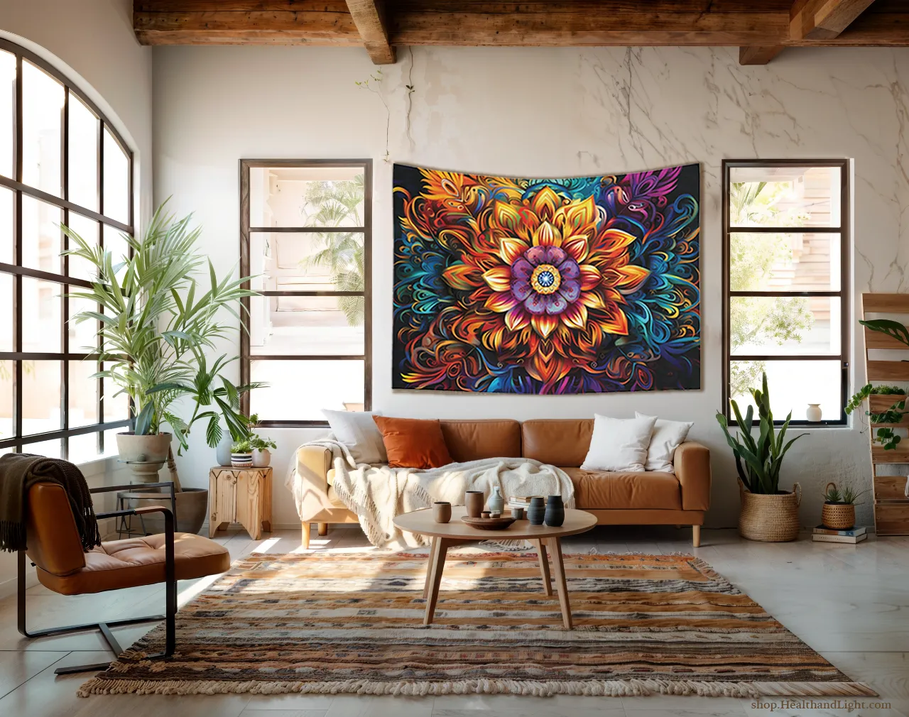 Boho Floral Wall Hanging Mandala Tapestry #3