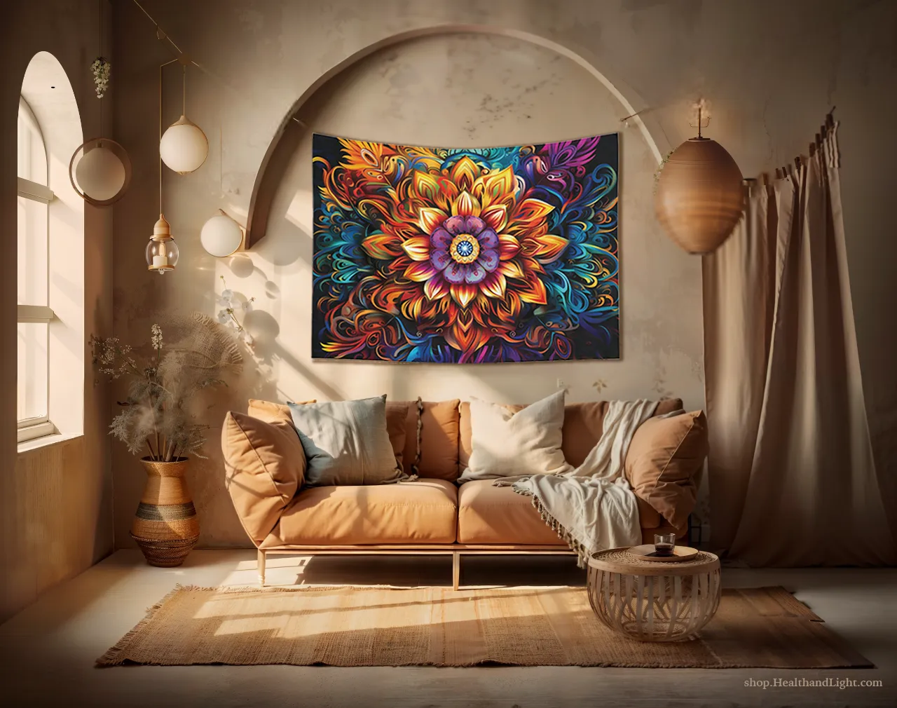Boho Floral Wall Hanging Mandala Tapestry #3