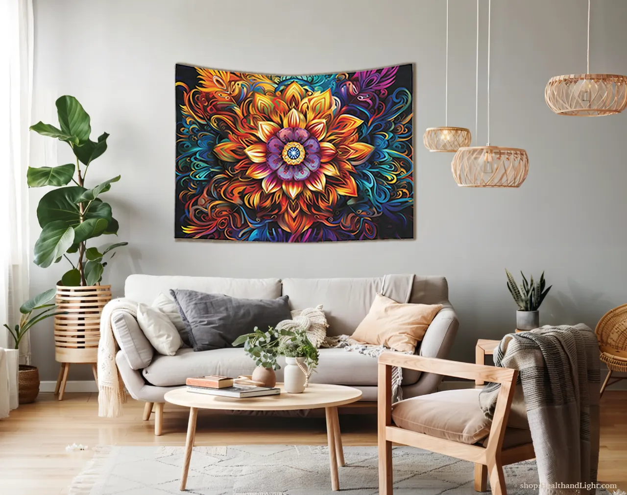 Boho Floral Wall Hanging Mandala Tapestry #3