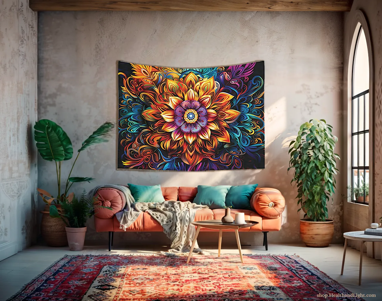 Boho Floral Wall Hanging Mandala Tapestry #3