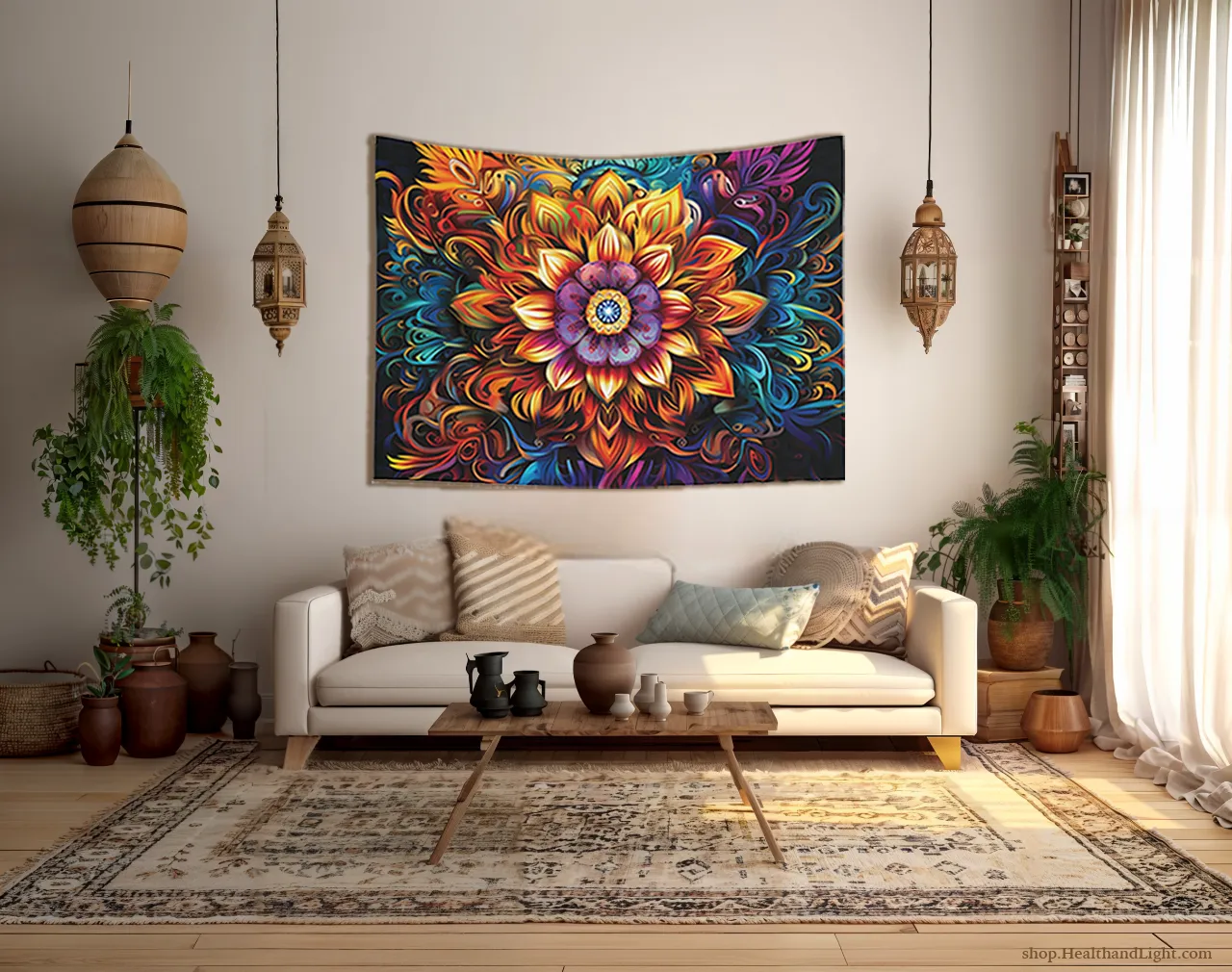 Boho Floral Wall Hanging Mandala Tapestry #3