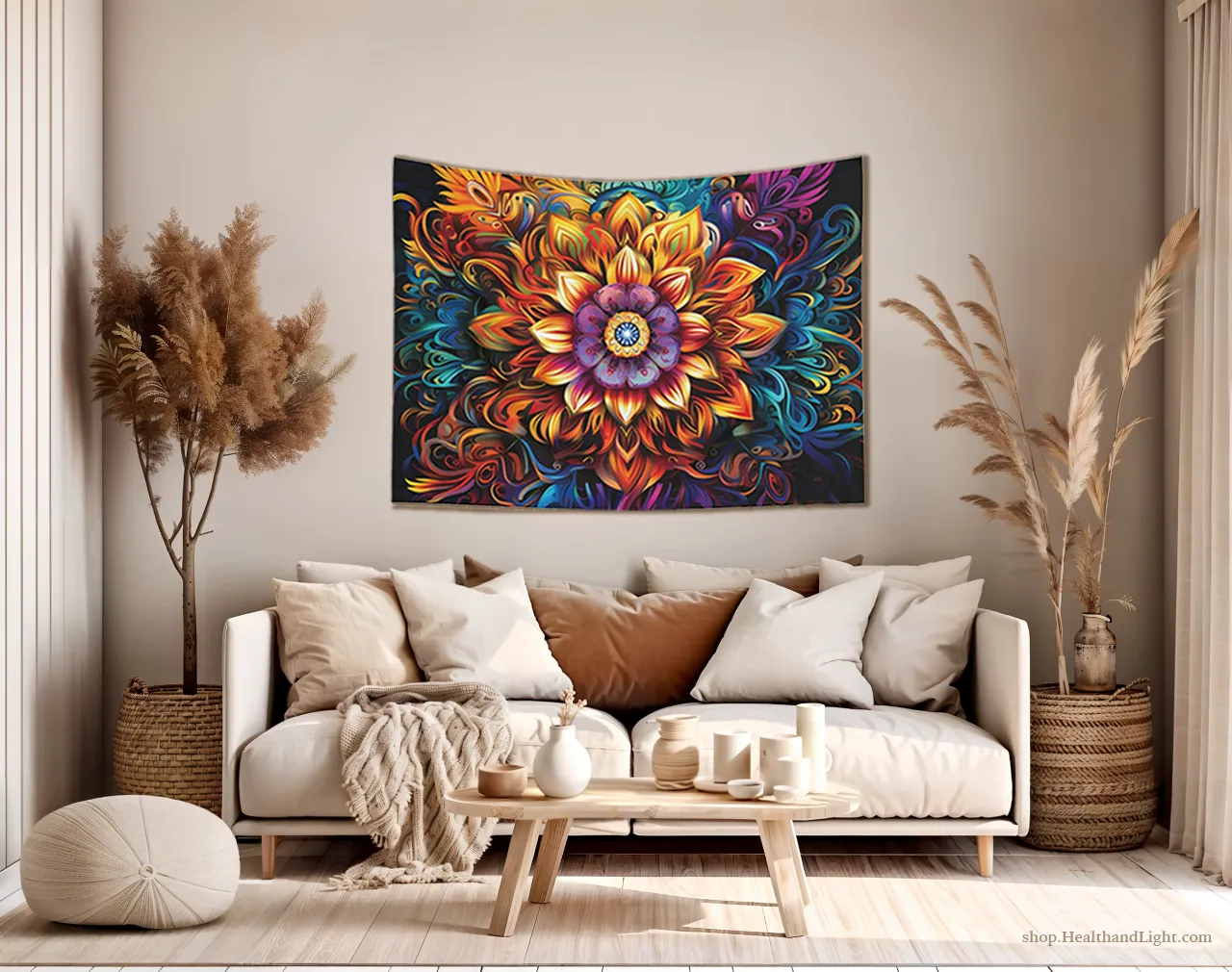 Boho Floral Wall Hanging Mandala Tapestry #3