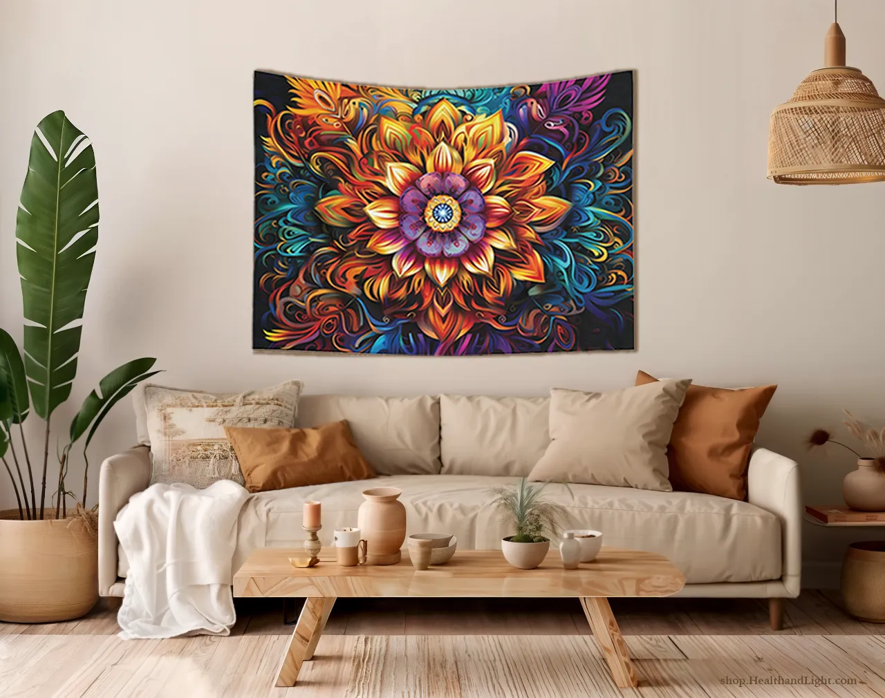 Boho Floral Wall Hanging Mandala Tapestry #3