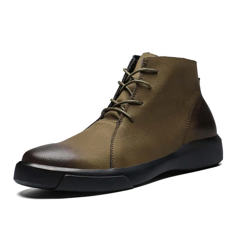 British leather men’s shoes medium-top boots