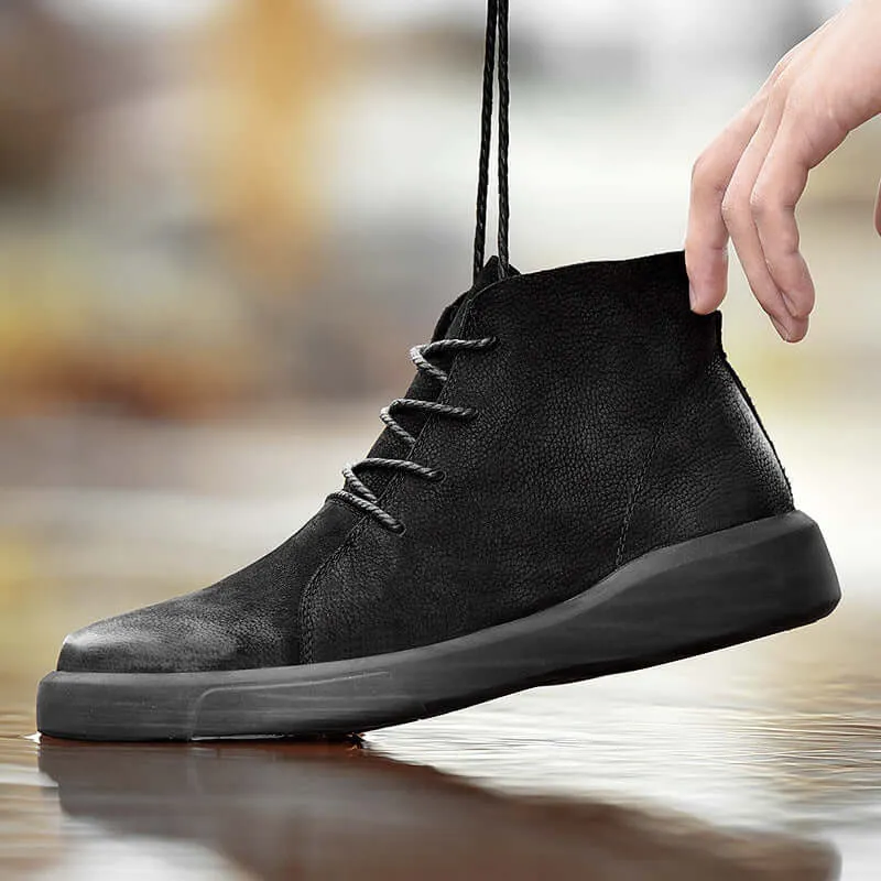 British leather men’s shoes medium-top boots