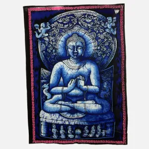 Buddha Batik Painting Cotton Tapestry (30" x 22")