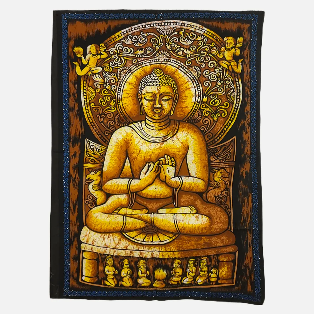 Buddha Batik Painting Cotton Tapestry (30" x 22")