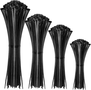 Cable Zip Ties,400 Pack Black Assorted Sizes 12 8 6 4 Inch,Multi-Purpose Self-Locking Nylon Cable Cord Management ,Plastic Wire Ties for Home,Office,Garden,Workshop. by