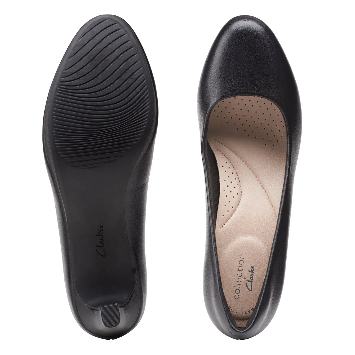 Clarks Ambyr Joy Shoes - Black Leather - 261577645 - E Width (Wide Fit)