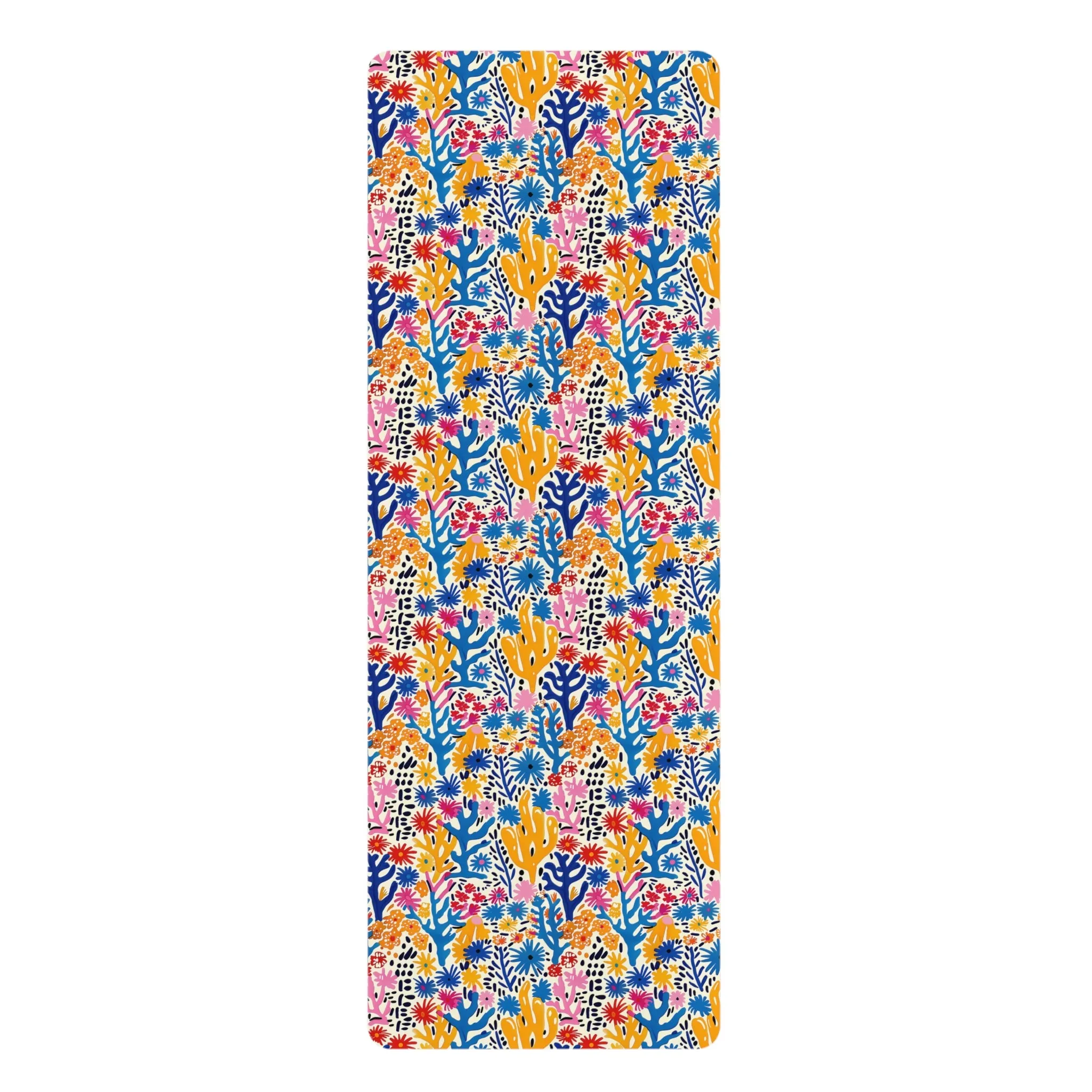 Coral Bloom Harmony Rubber Yoga Mat - Bold Artistry Meets Flow: Unleash Your Practice with Vibrant Style!