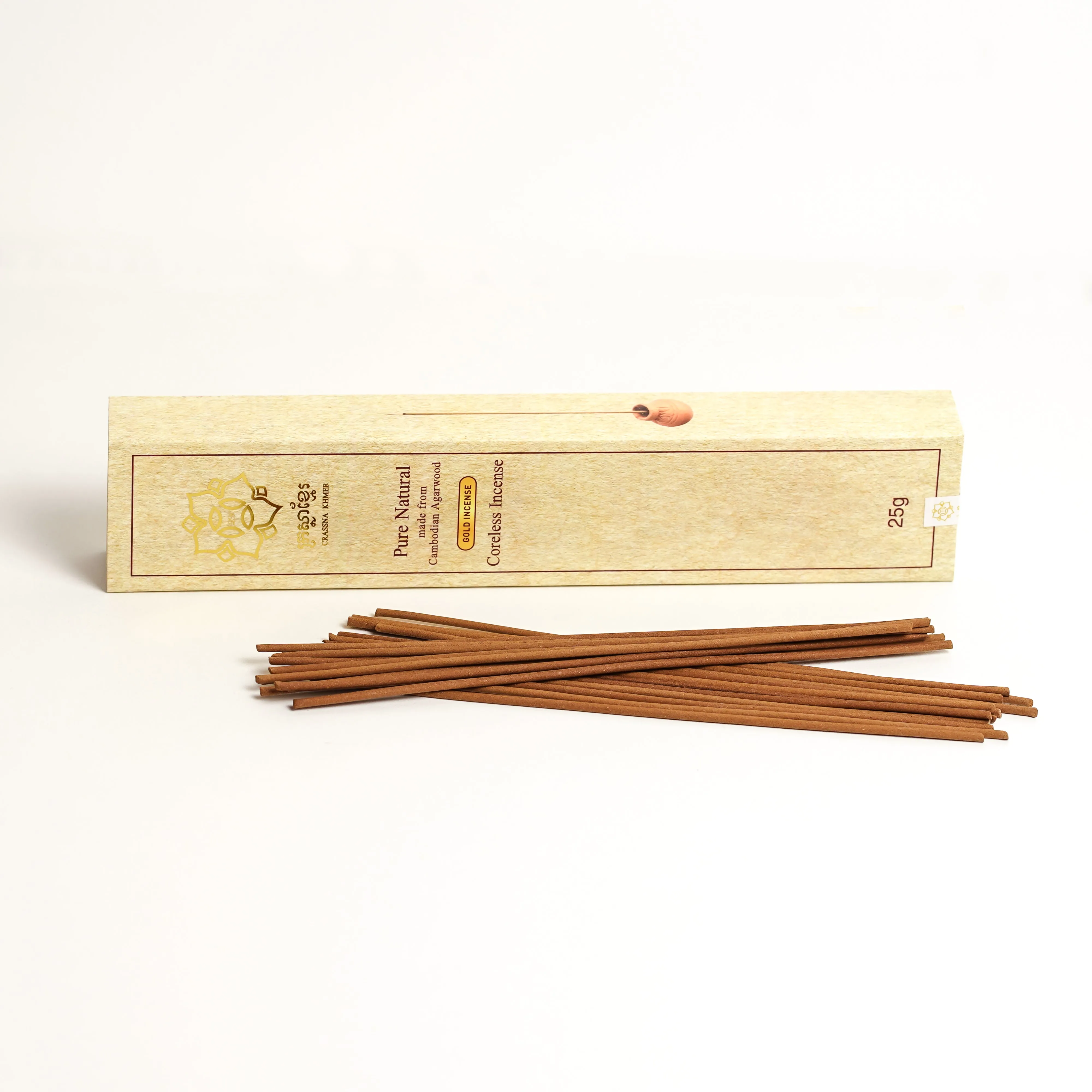 Crassna Khmer Cambodian Agarwood/Oud Incense Sticks- Gold (Coreless)