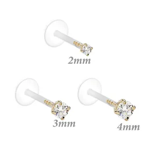 CZ & 14k Real Gold Bioflex Push Fit 16g