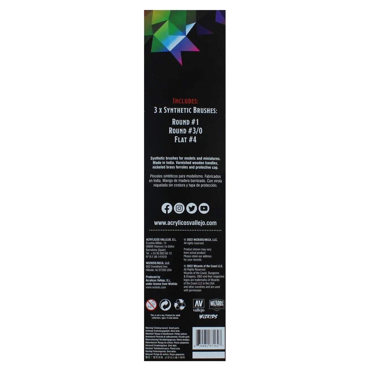 D&D Prismatic Paint Paint Brushes 3 Brush Set
