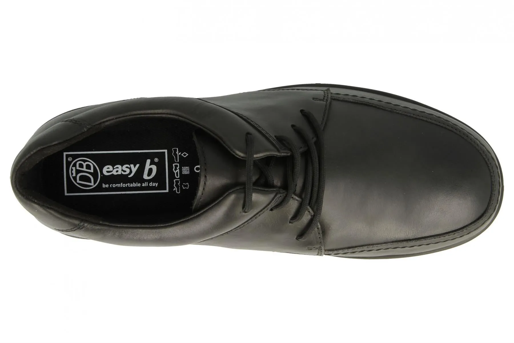 DB Shoes Mens Wide Fit (2V) Casual Lace UP Shoes (Morgan) in Black Size 7 - 14