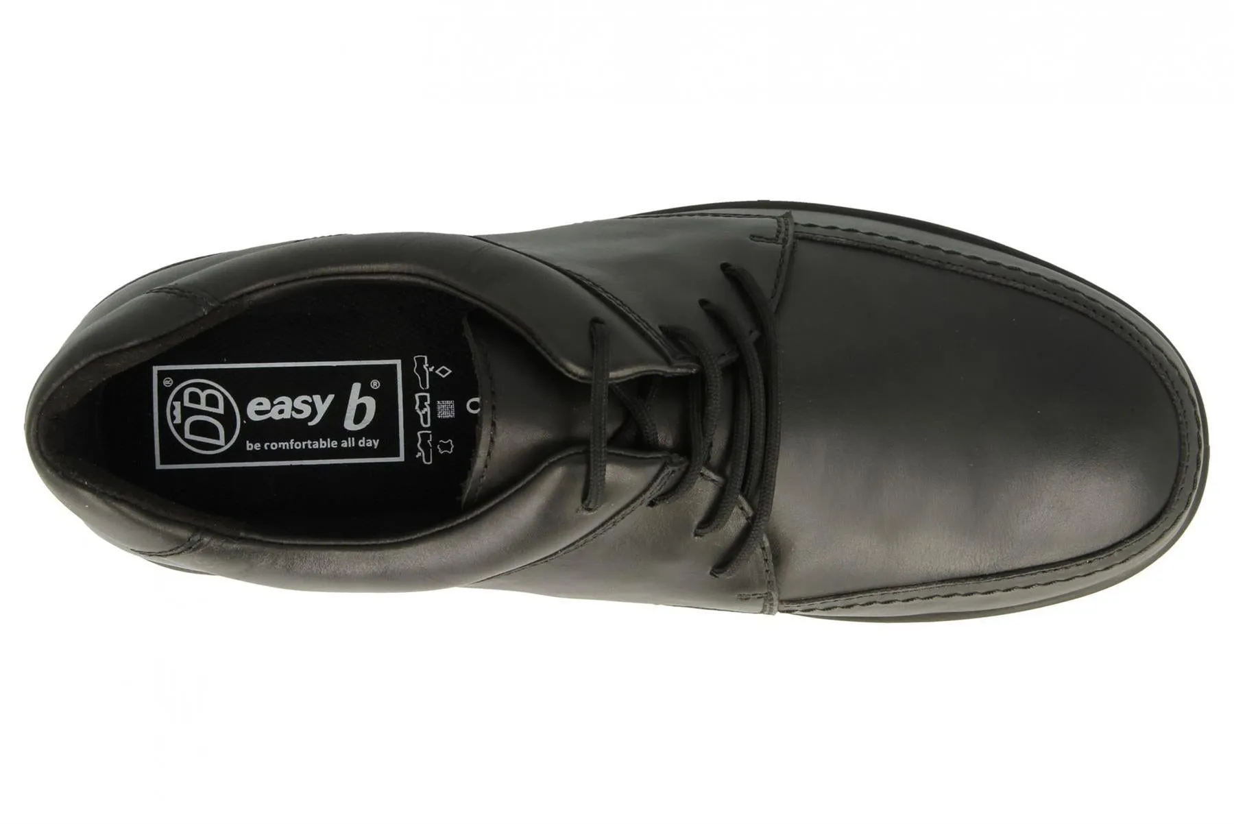 DB Shoes Mens Wide Fit (2V) Casual Lace UP Shoes (Morgan) in Black Size 7 - 14