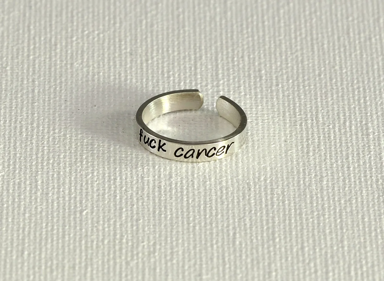 f cancer silver toe ring for cancer awareness