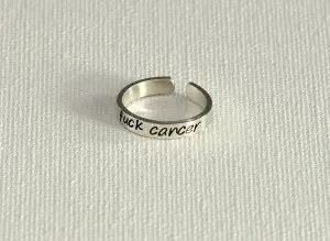 f cancer silver toe ring for cancer awareness