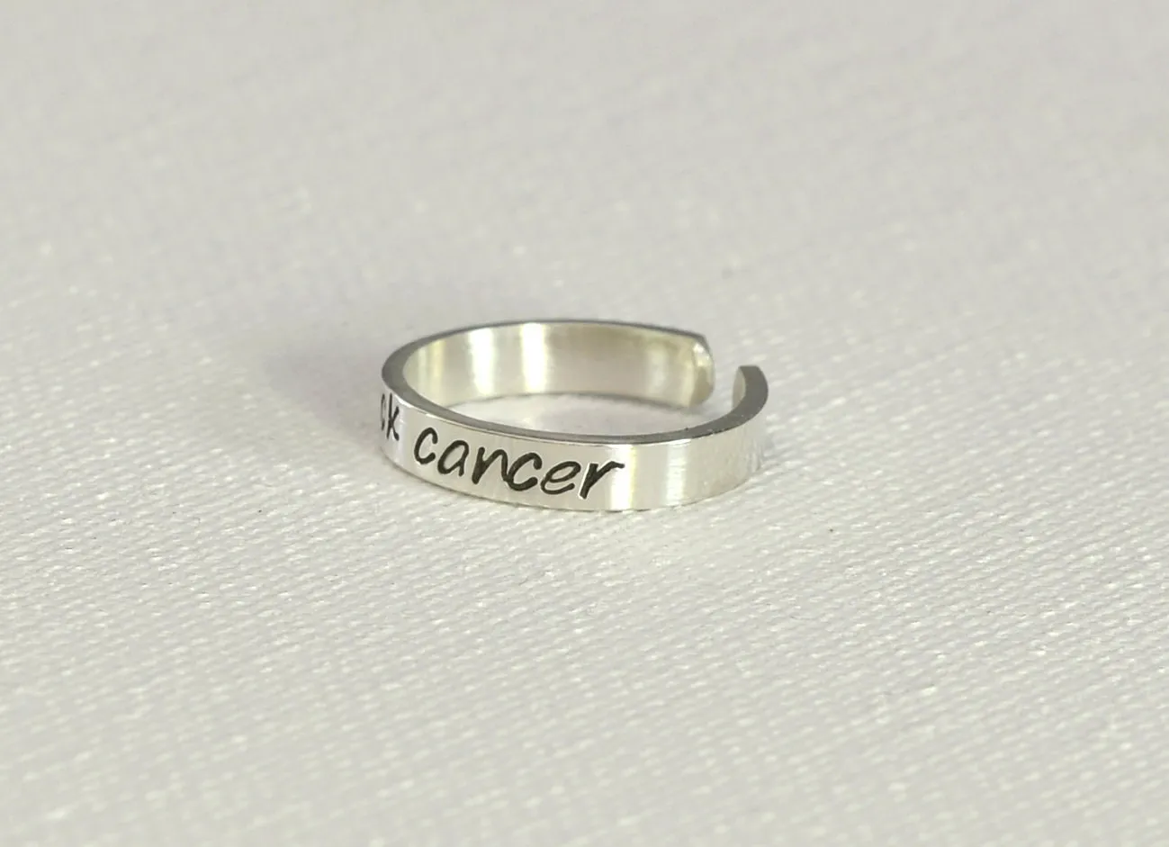 f cancer silver toe ring for cancer awareness