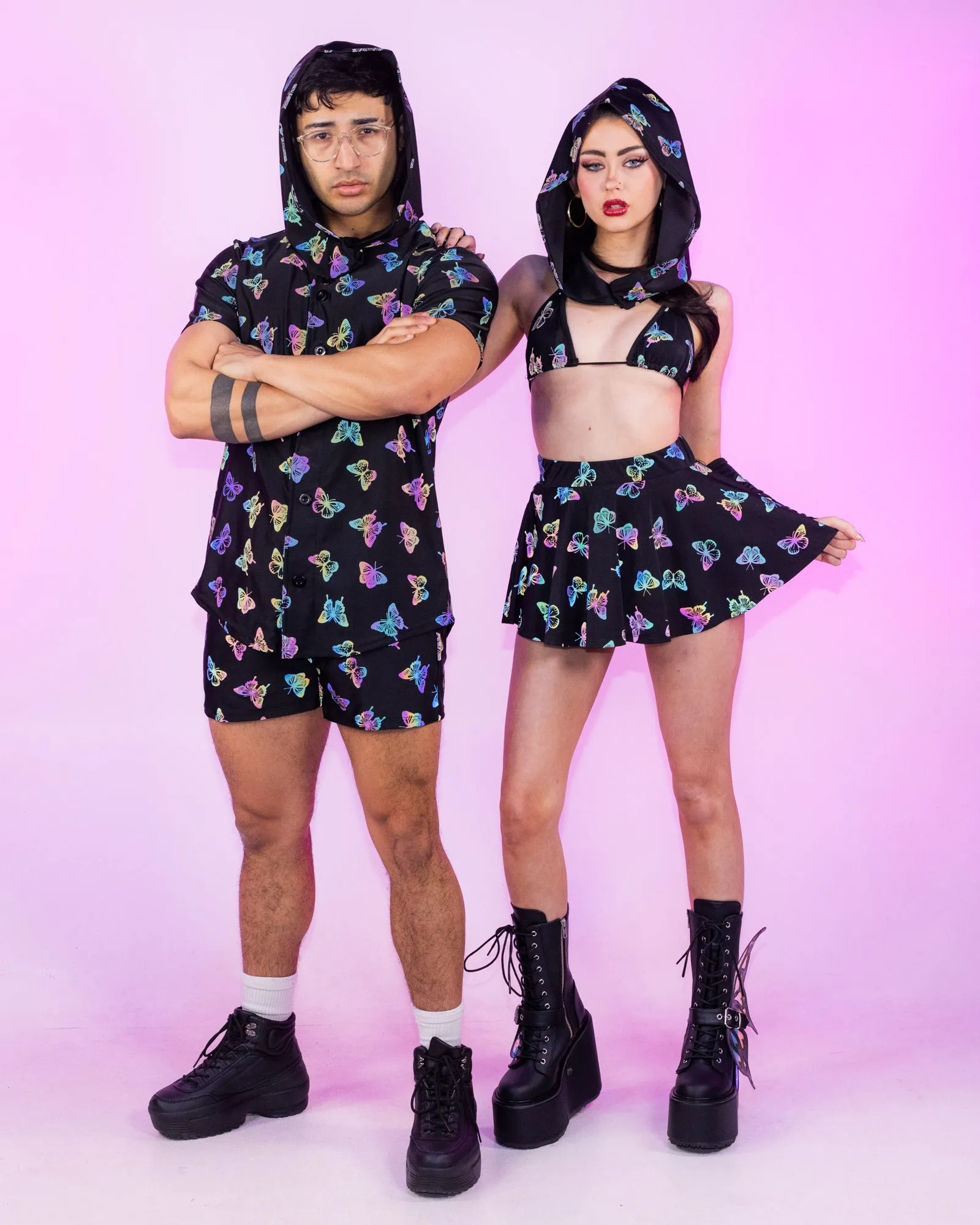Flash Reflective Butterfly Drawstring Shorts