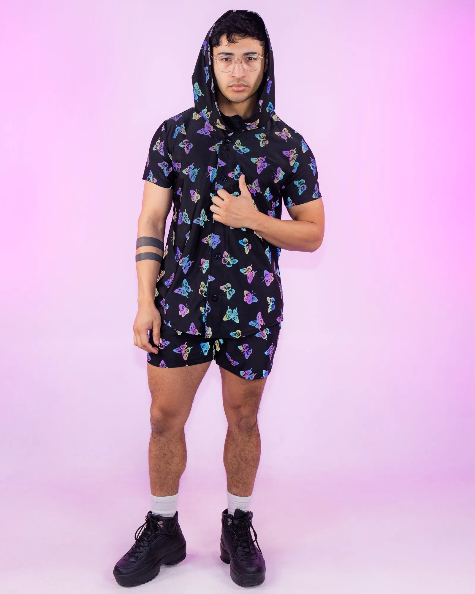 Flash Reflective Butterfly Drawstring Shorts