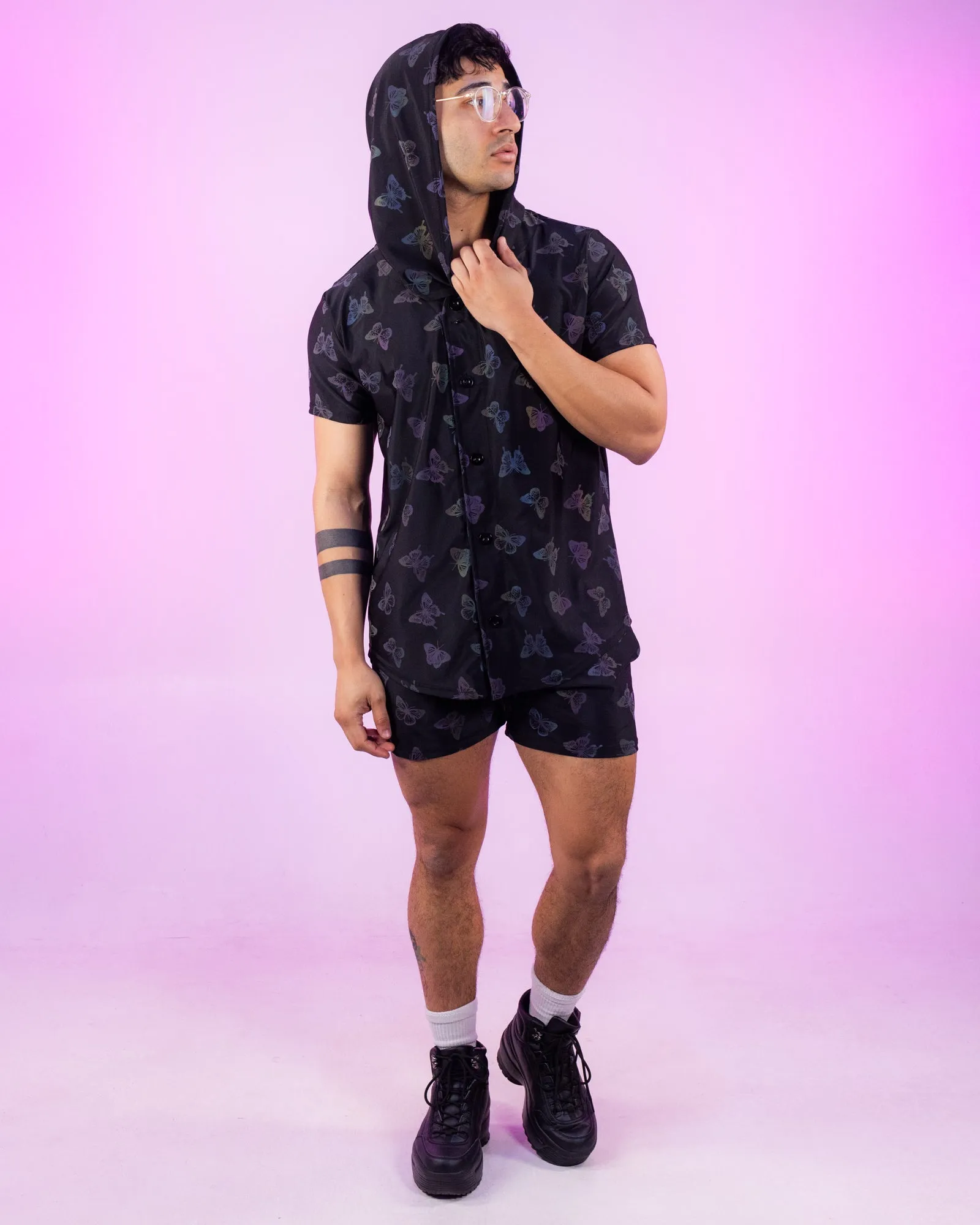 Flash Reflective Butterfly Drawstring Shorts