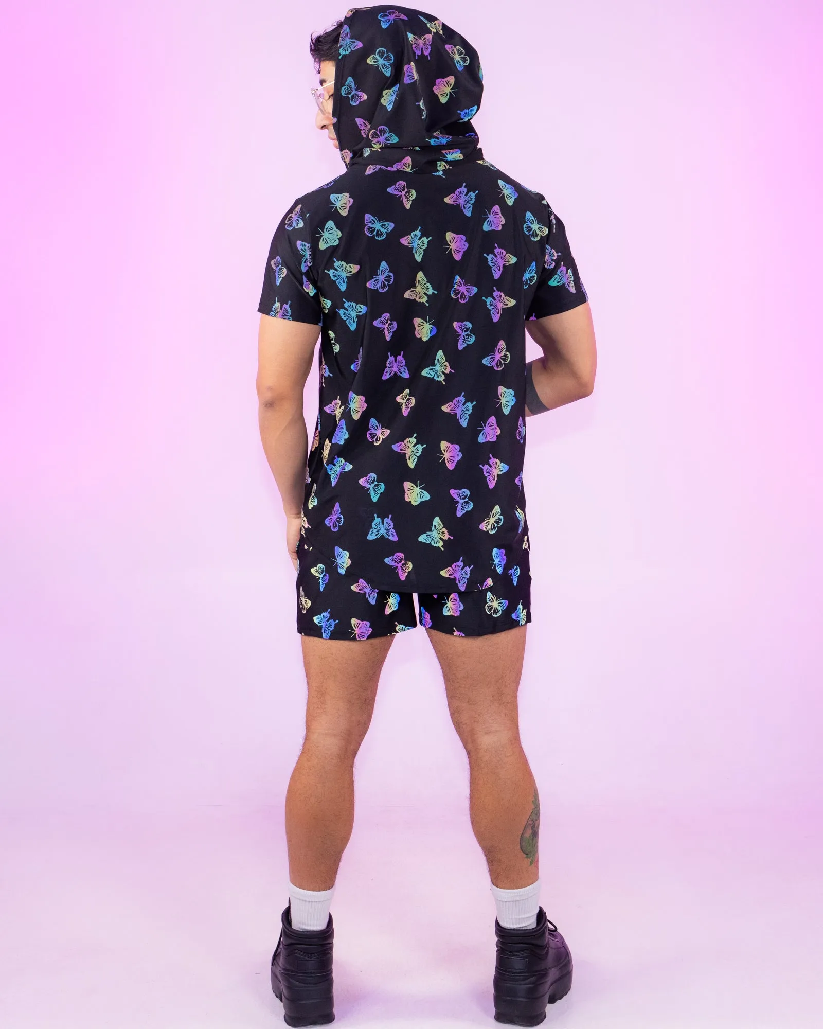 Flash Reflective Butterfly Drawstring Shorts