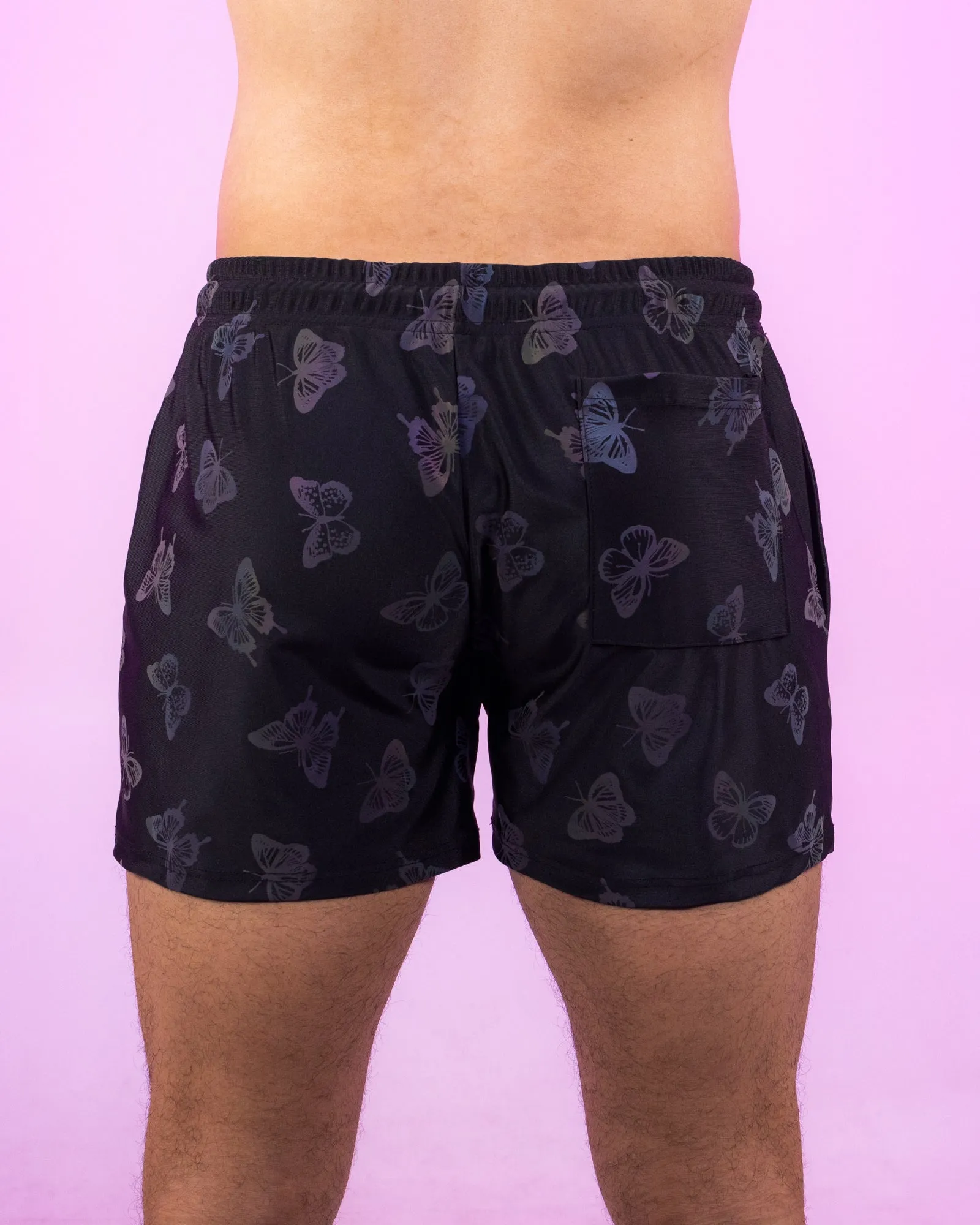 Flash Reflective Butterfly Drawstring Shorts